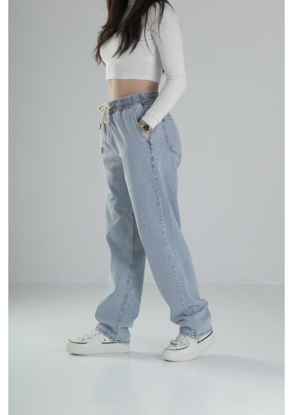 Premium Kalite Buz Mavisi Baggy Pantolon