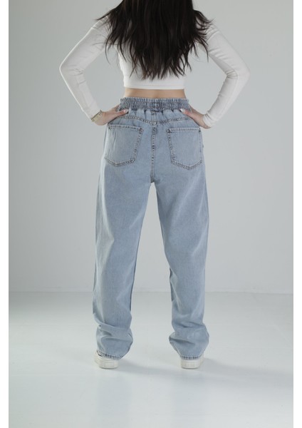 Premium Kalite Buz Mavisi Baggy Pantolon