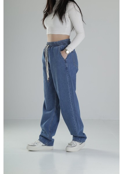 Mavi Baggy Kot Pantolon modelleri