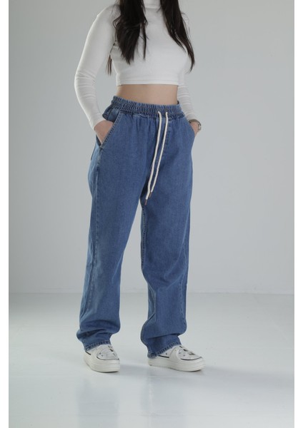 Mavi Baggy Kot Pantolon fırsatları