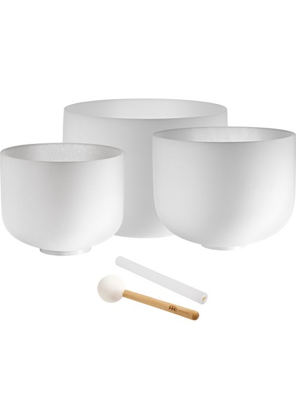 Sonic Energy 3-Parça Crystal Singing Bowl Set (G4 / E4 / C4, 432 Hz)