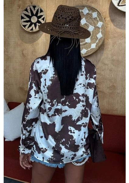 Batik Desenli Chanel Saten Gömlek 3467