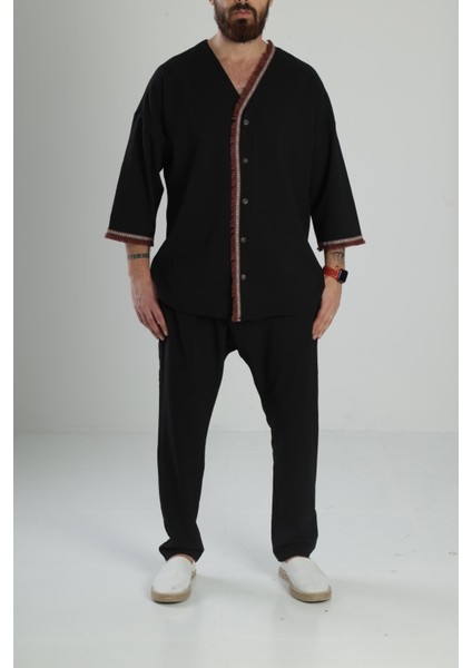 Gofre Kumaş Siyah Takım