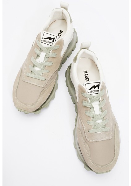 Erkek Sneaker Bağcıklı Rahat Taban Spor Ayakkabı Gerçek Deri 19323 Su Yeşili indirimleri