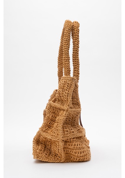 Kadın Hasır El Yapımı Şık Omuz Çantası Zy 25005 Kahverengi modelleri