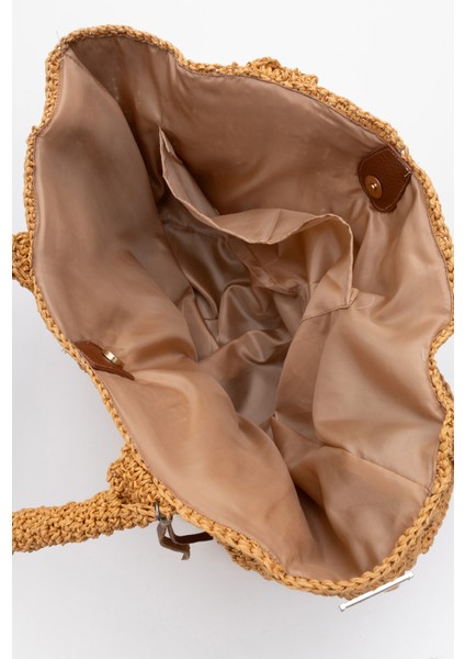 Kadın Hasır El Yapımı Şık Omuz Çantası Zy 25005 Kahverengi indirimleri