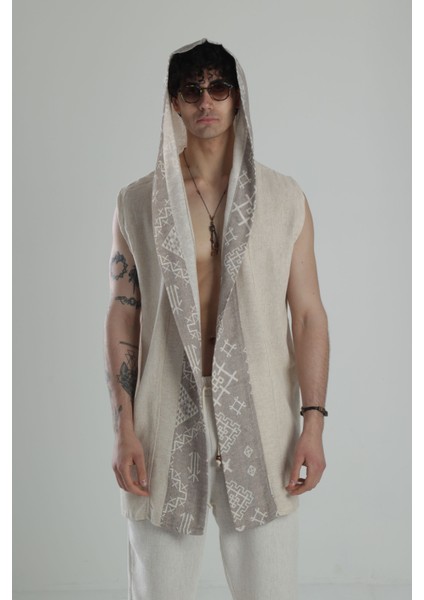 Bohem Keten Desenli Kimono