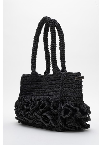 Kadın Hasır El Yapımı Şık Omuz Çantası Zy 25007 Siyah fiyatları