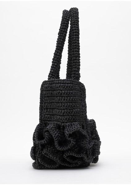 Kadın Hasır El Yapımı Şık Omuz Çantası Zy 25007 Siyah modelleri