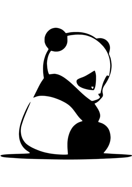 Üzgün Panda Oto Özel Yeni Sticker Siyah 30 x 30 cm