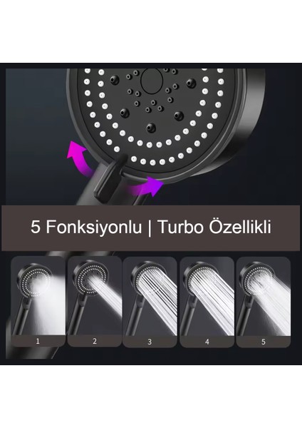 5 Fonksiyonlu, Yüksek Basınçlı El Duşu - R1001-B