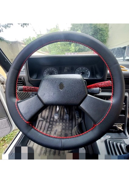 Dikişli Direksiyon Kılıfı Siyah Deri Kırmızı Dikişli Broadway 98 Kasa Sadece Fotodaki Için