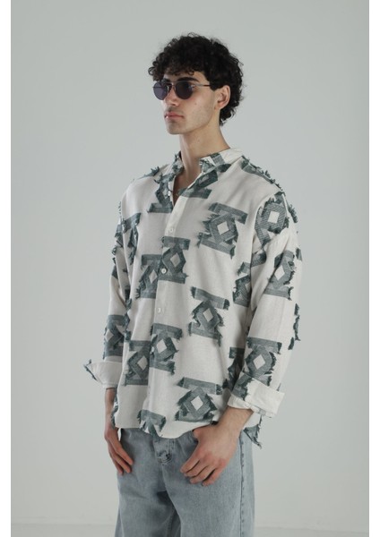 Yeşil Desenli Vintage Püsküllü Gömlek modelleri