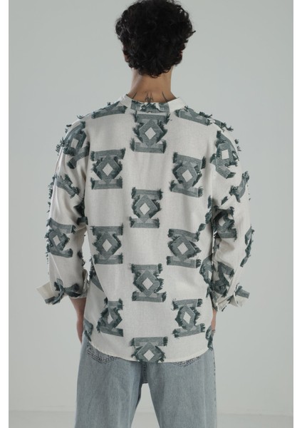 Yeşil Desenli Vintage Püsküllü Gömlek fırsatları