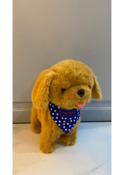 Müzikli Yürüyen Havlayan Yalayan Kuyruk ve Başını Sallayan Ses Kaydı Yapan Kahverengi Peluş Köpek