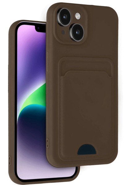 Iphone 14 Kılıf Kelvin Kartvizitli Silikon - Kahverengi Ferrg