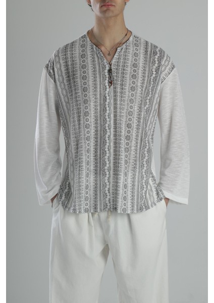 Etnik Desenli Yazlık Sweat