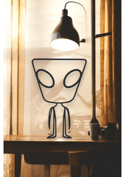 Uzaylı Line Art Figür - Minimalist Dekor & Koleksiyon, Ev Dekoru, 3D Baskı