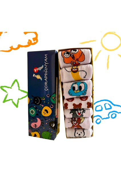 7”li Kutulu Gumball Darwin Karakterli Neşeli Kolej Tenis Çorap