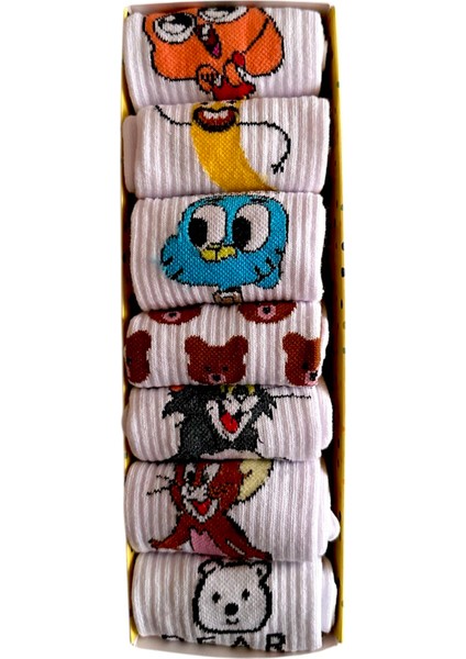 7”li Kutulu Gumball Darwin Karakterli Neşeli Kolej Tenis Çorap