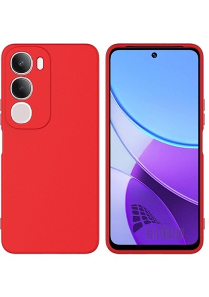 Vivo Y19S Uyumlu Silikon Kılıf - Kamera Korumalı Esnek Pastel Renk Kapak - Kırmızı