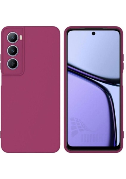 Realme C75 Uyumlu Silikon Kılıf - Kamera Korumalı Esnek Pastel Renk Kapak - Mürdüm