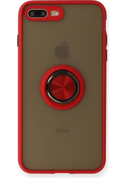 Iphone 7 Plus Kılıf Montreal Yüzüklü Silikon Kapak - Kırmızı Ferrg