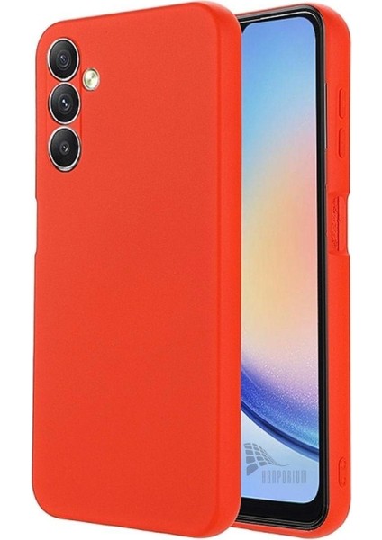Samsung Galaxy M34 5g Uyumlu Silikon Kılıf - Kamera Korumalı Esnek Pastel Renk Kapak - Kırmızı