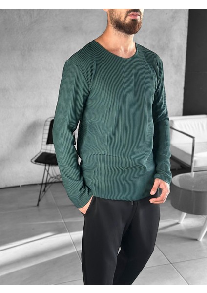 Fitilli Kumaş Regular Yeşil Sweat