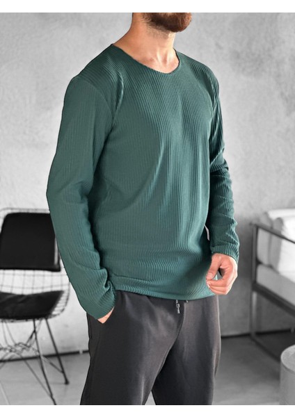 Fitilli Kumaş Regular Yeşil Sweat