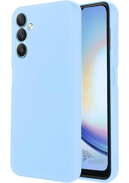 Samsung Galaxy M34 5g Uyumlu Silikon Kılıf - Kamera Korumalı Esnek Pastel Renk Kapak - Mavi