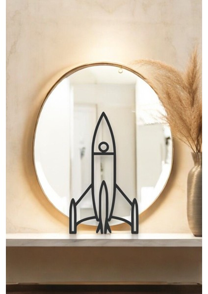 Roket Line Art Figür - Minimalist Dekor & Koleksiyon, Ev Dekoru, 3D Baskı