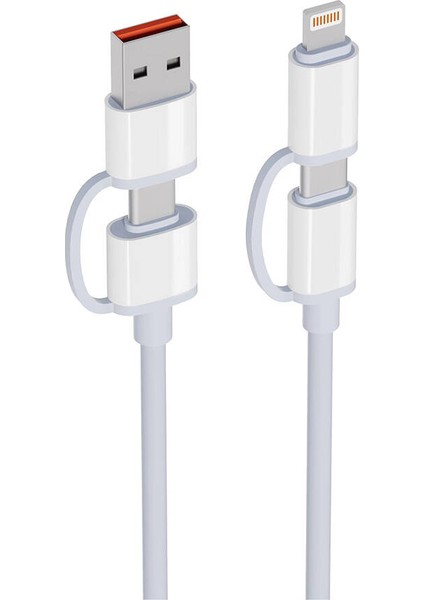 Deira Silikon Dış Yüzey Tasarımlı 4in1 A+C To C+L Kablo 1m