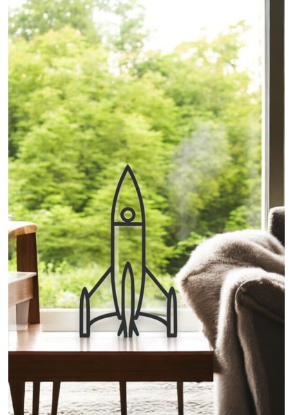 Roket Line Art Figür - Minimalist Dekor & Koleksiyon, Ev Dekoru, 3D Baskı fırsatları