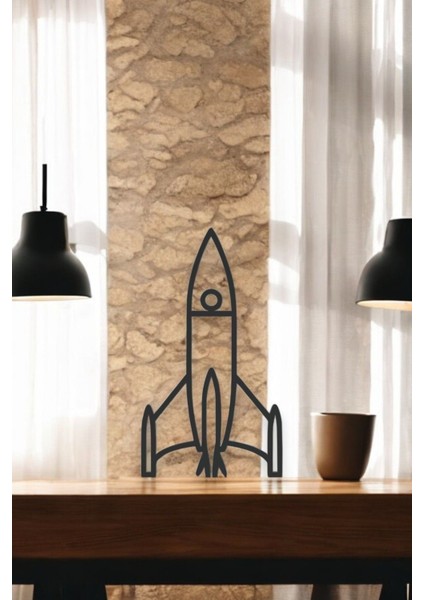 Roket Line Art Figür - Minimalist Dekor & Koleksiyon, Ev Dekoru, 3D Baskı indirimleri