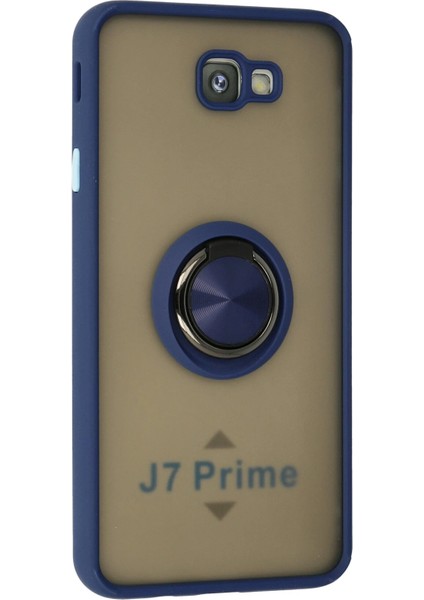 Samsung Galaxy J7 Prime Kılıf Montreal Yüzüklü Silikon Kapak - Lacivert Ferrg