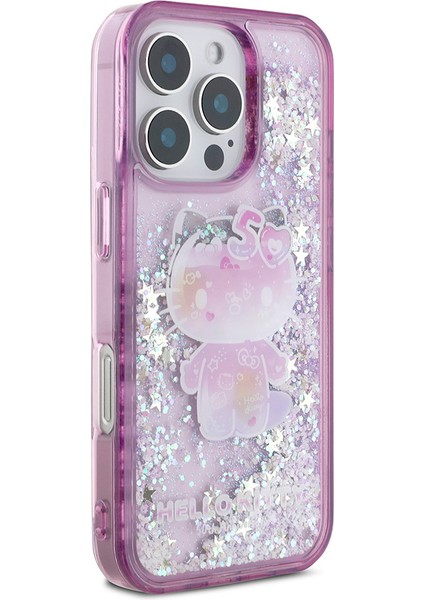 Apple iPhone 16 Pro Uyumlu Case Hello Kitty Original Licensed Liquid Silvery 50TH Anniversary Party Cover fırsatları