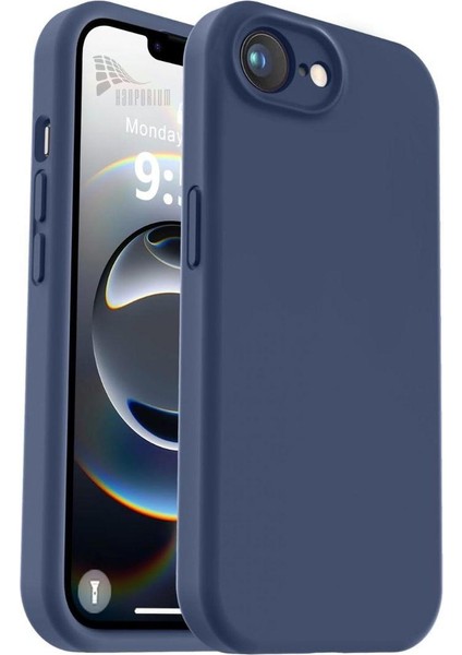 Apple iPhone 16E Uyumlu Silikon Kılıf - Kamera Korumalı Esnek Pastel Renk Kapak - Lacivert