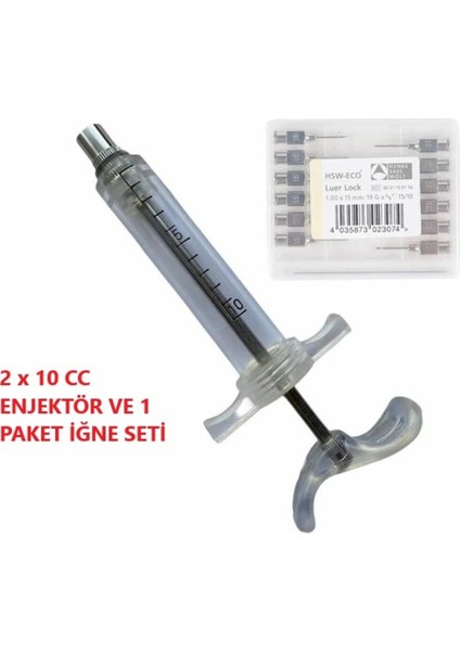 Forvet Kaynatılabilir Mika Ithal Şırınga 10 Cc-2 Adet ve Iğne Seti Hsw Eco 1.4X15 mm Büyükbaş