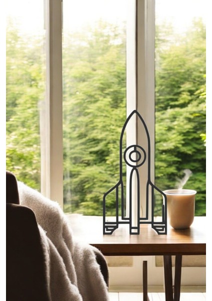 Roket Line Art Figür - Minimalist Dekor & Koleksiyon, Ev Dekoru, 3D Baskı fırsatları