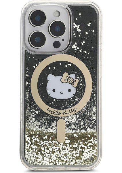 Apple iPhone 16 Pro Max Uyumlu Kılıf Hello Kitty Orjinal Lisanslı M-Safe Şarj Özellikli Iml Baskı Kitty Head Logolu Sıvı modelleri