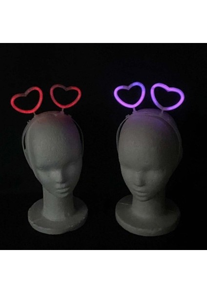 Glow Stick Karanlıkta Yanan Fosforlu Kalp Taç 12 Adet modelleri