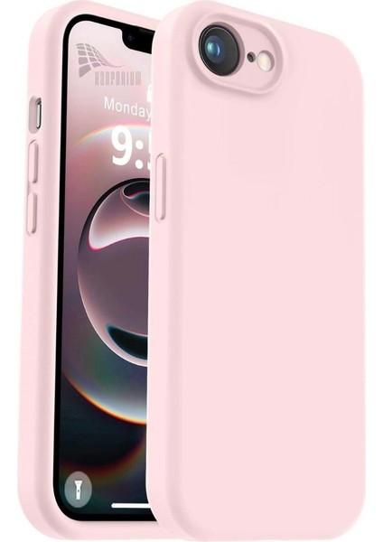 Apple iPhone 16E Uyumlu Silikon Kılıf - Kamera Korumalı Esnek Pastel Renk Kapak - Pudra Pembe