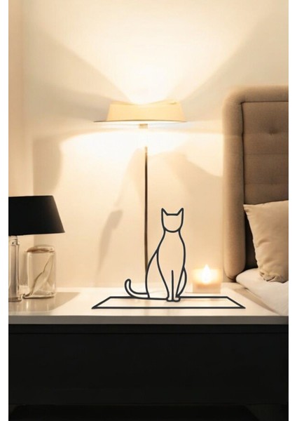 Kedi Line Art Figür - Minimalist Dekor & Koleksiyon, Ev Dekoru, 3D Baskı
