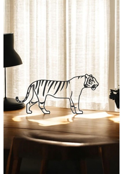 Kaplan Line Art Figür - Minimalist Dekor & Koleksiyon, Ev Dekoru, 3D Baskı