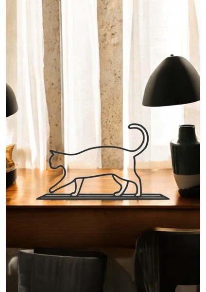 Kedi Line Art Figür - Minimalist Dekor & Koleksiyon, Ev Dekoru, 3D Baskı