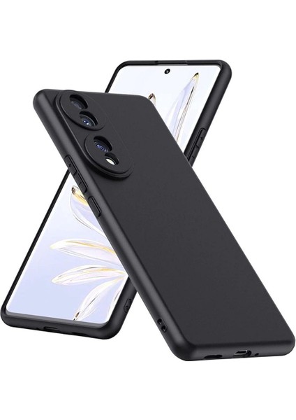Honor 70 Uyumlu Silikon Kılıf - Kamera Korumalı Esnek Pastel Renk Kapak - Siyah