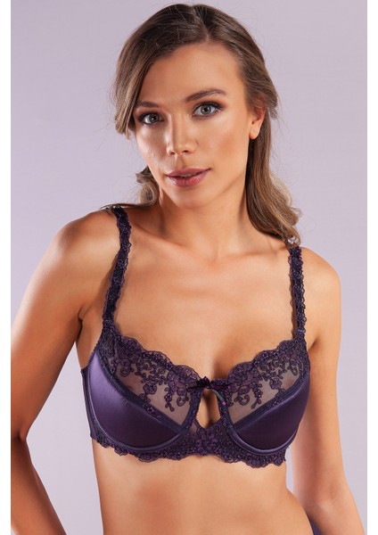 Giselle Half Padded Bra, Mor Renk Toparlayıcı Konforlu ve Şık Sütyen