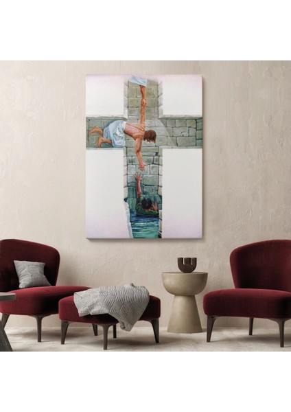 - Kurtarıcı Isa ile Cennet Kanvas Tablo, Bizde Daha Büyük Bir Aşk Yoktur Kanvas TABLO-5224