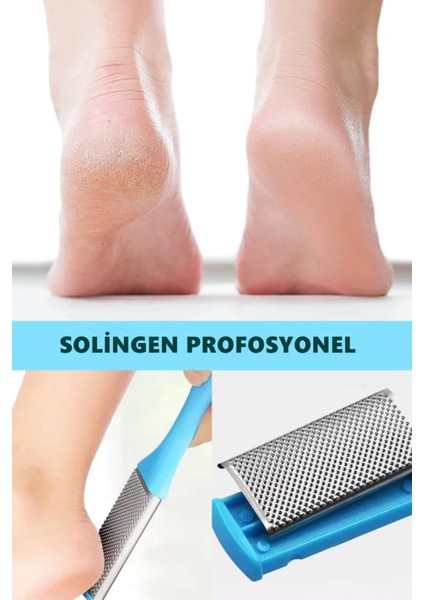 Profesyonel 2' Li Set Topuk Törpüsü Paslanmaz Çelik Pedikür ve Manikür Topuk Rendesi Ayak Törpüsü